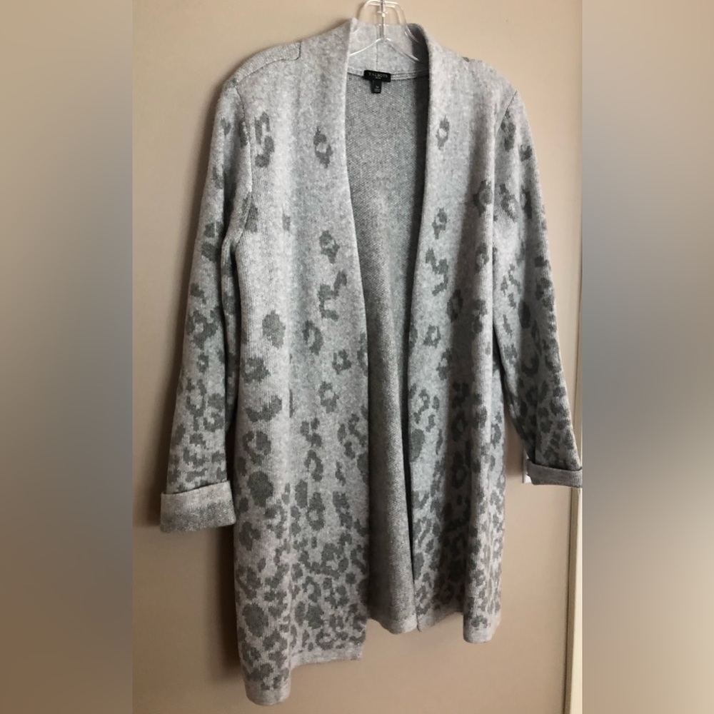 Talbot's Long Patterned Gray Cardigan Sweater Siz… - image 1
